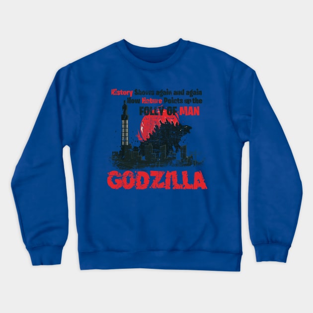 Go, Go Godzilla distressed Crewneck Sweatshirt by woodsman